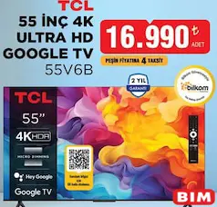 TCL 55 İNÇ 4K ULTRA HD GOOGLE TV AKILLI TELEVİZYON